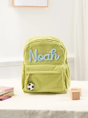 Personalized Mini Kids Backpack – Custom Name Small Toddler Bag, Corduroy Preschool Backpack, Baby Gift for Boys & Girls