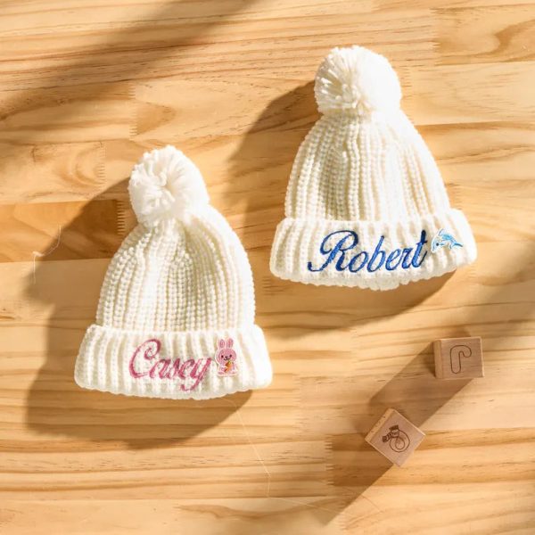 Custom Kids Beanie – Personalized Embroidered Name Hat, Baby Winter Knit Hat, Toddler Monogram Beanie, Handmade Children’s Gift