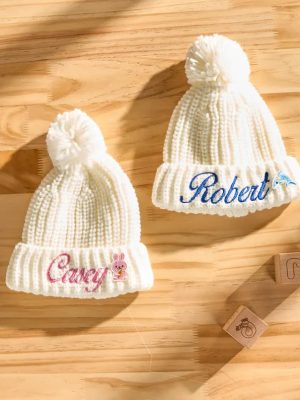 Custom Kids Beanie – Personalized Embroidered Name Hat, Baby Winter Knit Hat, Toddler Monogram Beanie, Handmade Children’s Gift