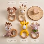 Personalized Baby Rattle – Handmade Newborn Toy, Custom Name Teether Rattle, Baby Shower Gift for Boys & Girls