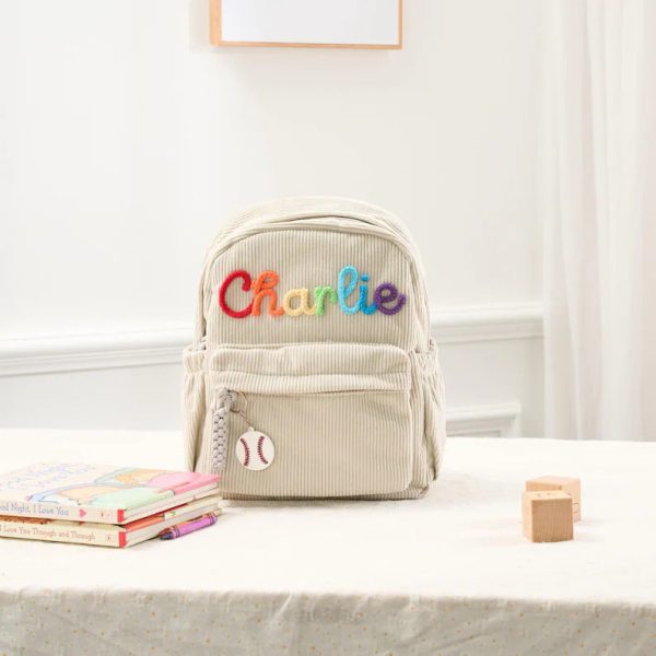 Personalized Mini Kids Backpack – Custom Name Small Toddler Bag, Corduroy Preschool Backpack, Baby Gift for Boys & Girls