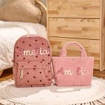 Personalized Corduroy Backpack and Tote Bag Set – Custom Kids Name School Bag, Toddler Preschool Gift, Back to School Essentials
