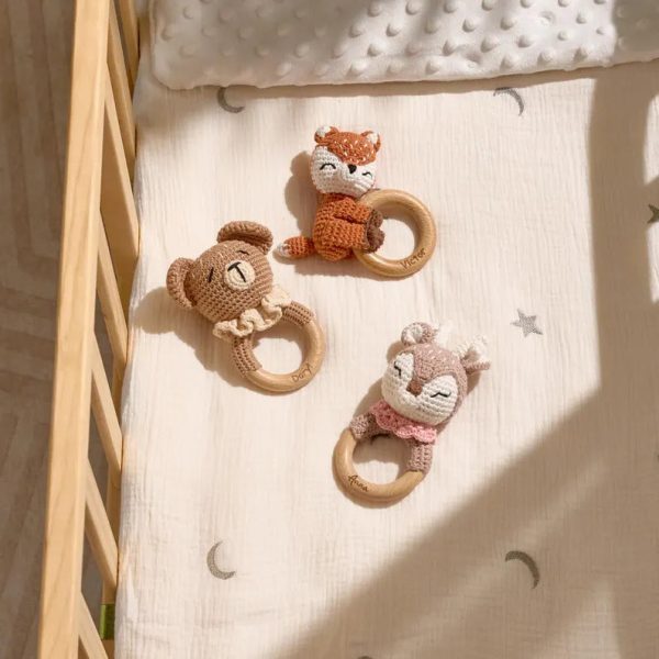 Personalized Baby Rattle – Handmade Newborn Toy, Custom Name Teether Rattle, Baby Shower Gift for Boys & Girls