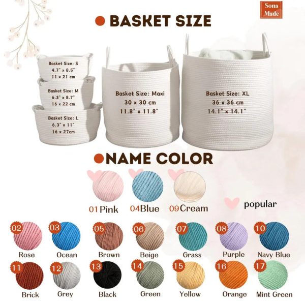 Personalized Woven Basket – Custom Name Storage Basket for Baby Toys, Nursery Organizer or Pet Toy Bin, Handmade Gift