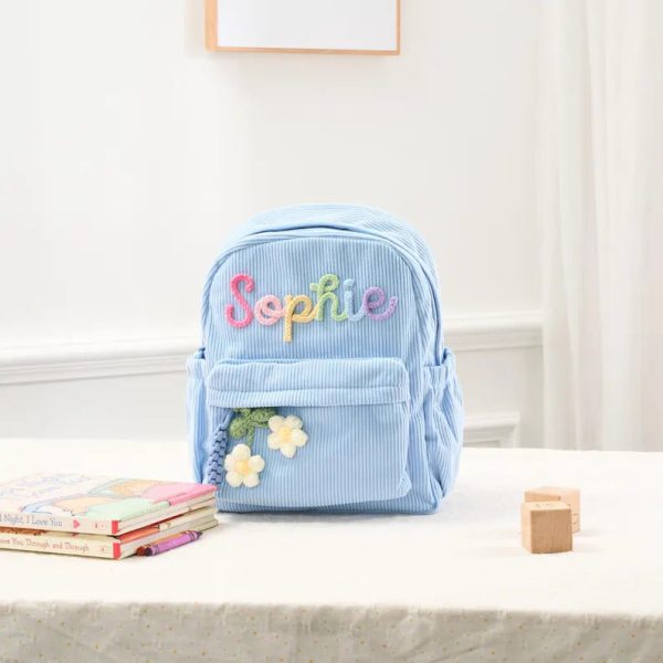 Personalized Mini Kids Backpack – Custom Name Small Toddler Bag, Corduroy Preschool Backpack, Baby Gift for Boys & Girls