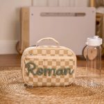Personalized Corduroy Lunch Bag – Custom Kids Lunch Tote with Name, Toddler School Bag, Preschool Gift for Boys & Girls