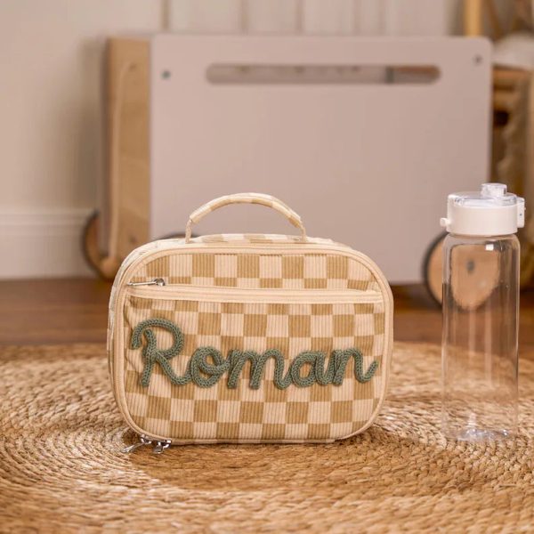 Personalized Corduroy Lunch Bag – Custom Kids Lunch Tote with Name, Toddler School Bag, Preschool Gift for Boys & Girls