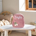 Personalized Mini Kids Backpack – Custom Name Small Toddler Bag, Corduroy Preschool Backpack, Baby Gift for Boys & Girls