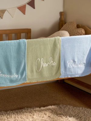 Personalized Knit Baby Blanket | Custom Baby Name Blanket | Embroidered Baby Blanket | Unique Baby Shower Gift