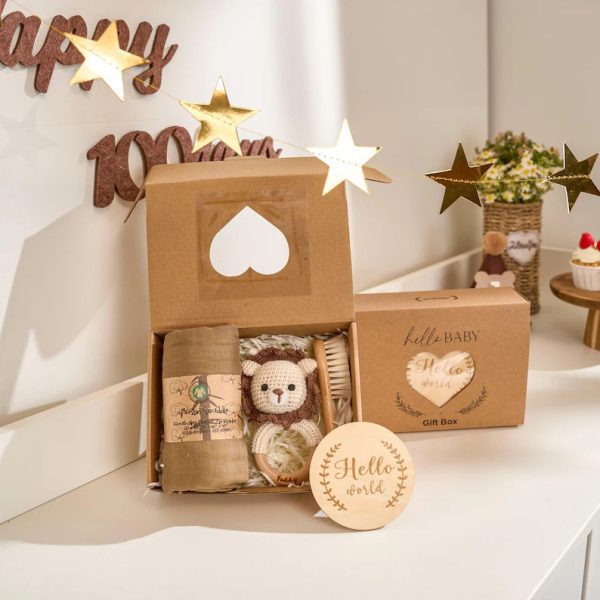 Personalized Baby Gift Set – Custom Newborn Rattle Box, Handmade Crochet Toy - Blanket, Baby Shower Gift for Girls & Boys