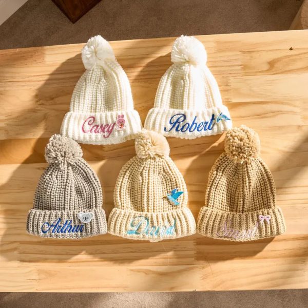 Custom Kids Beanie – Personalized Embroidered Name Hat, Baby Winter Knit Hat, Toddler Monogram Beanie, Handmade Children’s Gift