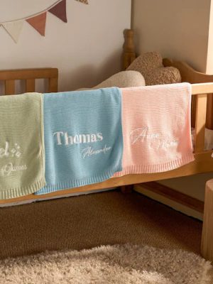 Personalized Knit Baby Blanket | Custom Baby Name Blanket | Embroidered Baby Blanket | Unique Baby Shower Gift