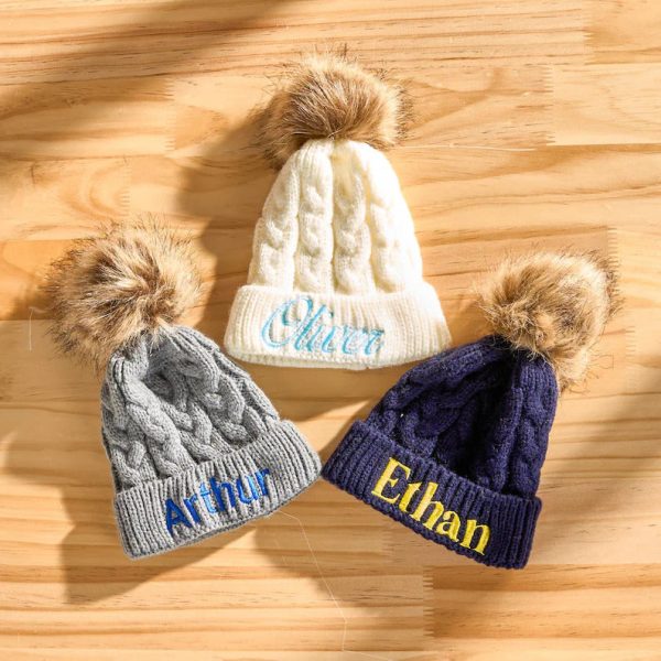 Custom Kids Beanie – Personalized Embroidered Name Hat, Baby Winter Knit Hat, Toddler Monogram Beanie, Handmade Children’s Gift