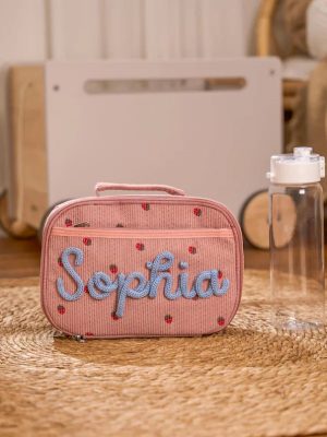 Personalized Corduroy Lunch Bag – Custom Kids Lunch Tote with Name, Toddler School Bag, Preschool Gift for Boys & Girls