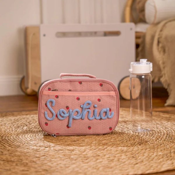 Personalized Corduroy Lunch Bag – Custom Kids Lunch Tote with Name, Toddler School Bag, Preschool Gift for Boys & Girls