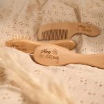 Baby Haarbürste Set personalisiert, Holz Babybürste & Massagebürste, Gravur mit Name, Neugeborenen Geschenk, Wooden Baby Brush Set
