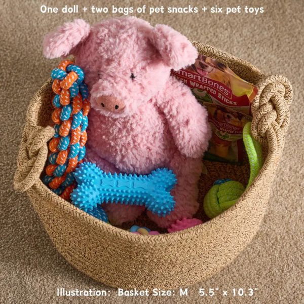 Personalized Pet Toy Basket – Custom Woven Storage Basket with Name, Dog or Cat Toy Organizer, Pet Gift Basket