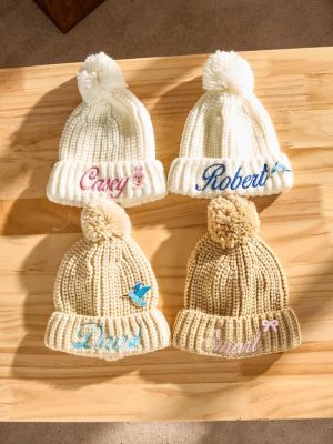 Custom Kids Beanie – Personalized Embroidered Name Hat, Baby Winter Knit Hat, Toddler Monogram Beanie, Handmade Children’s Gift
