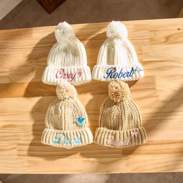 Custom Kids Beanie – Personalized Embroidered Name Hat, Baby Winter Knit Hat, Toddler Monogram Beanie, Handmade Children’s Gift