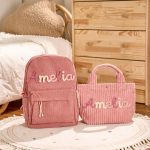 Personalized Corduroy Backpack and Tote Bag Set – Custom Kids Name School Bag, Toddler Preschool Gift, Back to School Essentials