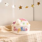 Personalized Woven Basket – Custom Name Storage Basket for Baby Toys, Nursery Organizer or Pet Toy Bin, Handmade Gift