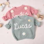 Personalized Baby Sweater – Custom Name Knit Jumper, Handmade Toddler Sweatshirt, Baby Shower Gift