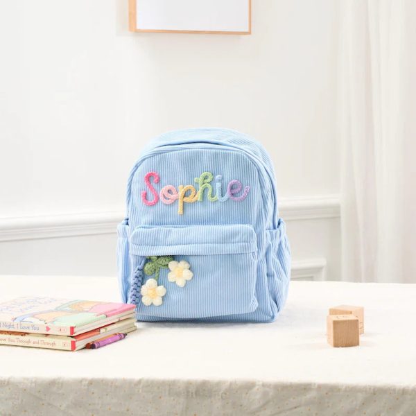 Personalized Mini Kids Backpack – Custom Name Small Toddler Bag, Corduroy Preschool Backpack, Baby Gift for Boys & Girls