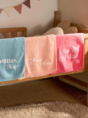 Personalized Knit Baby Blanket | Custom Baby Name Blanket | Embroidered Baby Blanket | Unique Baby Shower Gift