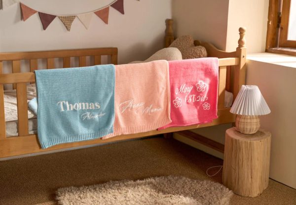 Personalized Knit Baby Blanket | Custom Baby Name Blanket | Embroidered Baby Blanket | Unique Baby Shower Gift