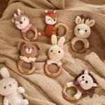 Personalized Baby Rattle – Handmade Newborn Toy, Custom Name Teether Rattle, Baby Shower Gift for Boys & Girls