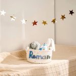 Personalized Woven Basket – Custom Name Storage Basket for Baby Toys, Nursery Organizer or Pet Toy Bin, Handmade Gift