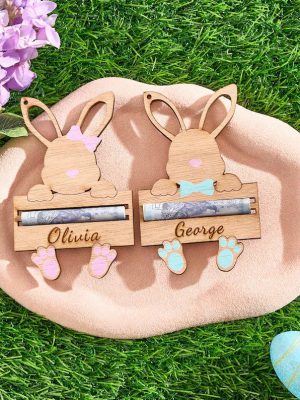 Personalized Easter Bunny Money Holder – Handcrafted Easter Gift, Custom Name Bunny Holder, Easter Basket Stuffer for Kids & Adults
