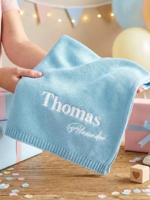 Personalized Knit Baby Blanket | Custom Baby Name Blanket | Embroidered Baby Blanket | Unique Baby Shower Gift