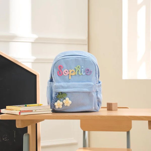 Personalized Mini Kids Backpack – Custom Name Small Toddler Bag, Corduroy Preschool Backpack, Baby Gift for Boys & Girls