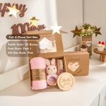 Personalized Baby Gift Set – Custom Newborn Rattle Box, Handmade Crochet Toy - Blanket, Baby Shower Gift for Girls & Boys