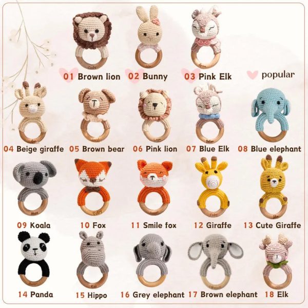 Personalized Baby Rattle – Handmade Newborn Toy, Custom Name Teether Rattle, Baby Shower Gift for Boys & Girls