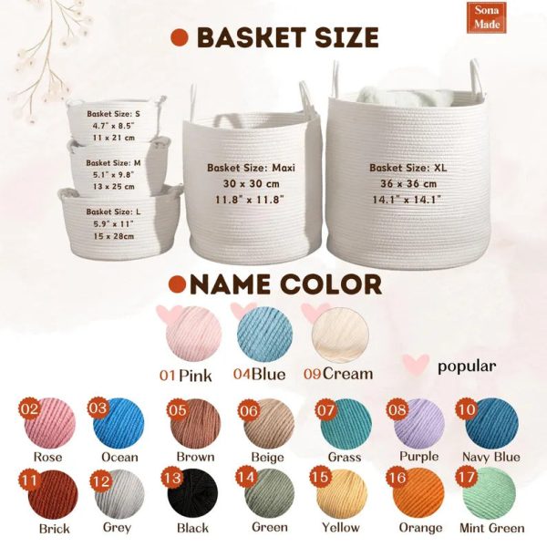 Personalized Woven Basket – Custom Name Storage Basket for Baby Toys, Nursery Organizer or Pet Toy Bin, Handmade Gift