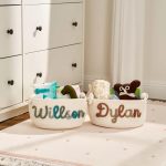 Personalized Woven Basket – Custom Name Storage Basket for Baby Toys, Nursery Organizer or Pet Toy Bin, Handmade Gift