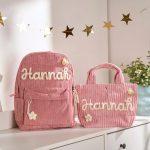 Personalized Corduroy Backpack and Tote Bag Set – Custom Kids Name School Bag, Toddler Preschool Gift, Back to School Essentials