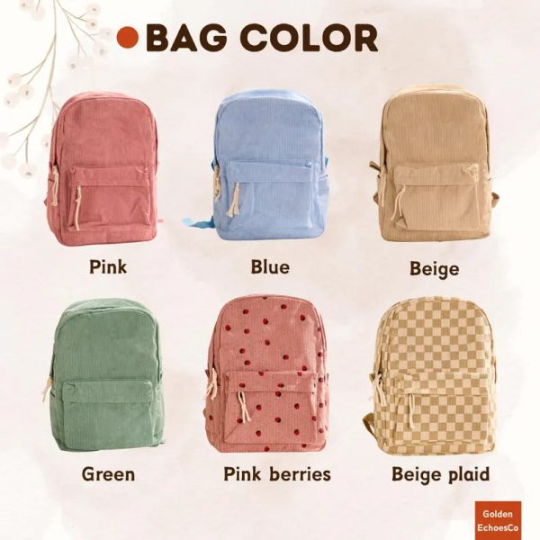 Personalized Corduroy Backpack and Lunch Bag Set – Custom Name School Bag for Kids, Toddler Preschool Bag, Back to School Gift