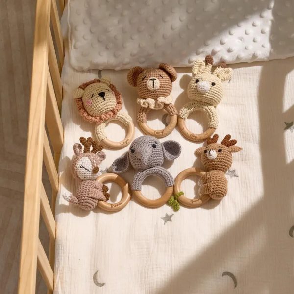 Personalized Baby Rattle – Handmade Newborn Toy, Custom Name Teether Rattle, Baby Shower Gift for Boys & Girls