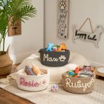 Personalized Pet Toy Basket – Custom Woven Storage Basket with Name, Dog or Cat Toy Organizer, Pet Gift Basket