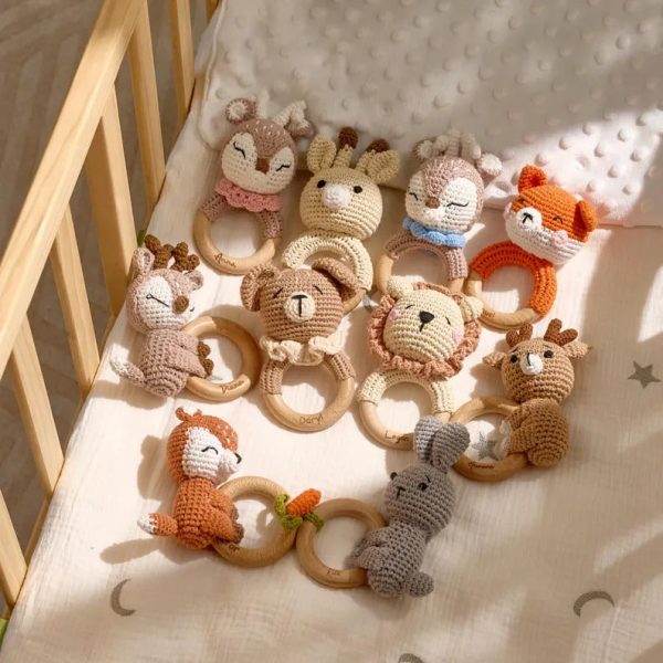 Personalized Baby Rattle – Handmade Newborn Toy, Custom Name Teether Rattle, Baby Shower Gift for Boys & Girls