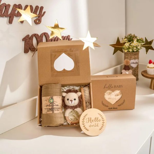 Personalized Baby Gift Set – Custom Newborn Rattle Box, Handmade Crochet Toy - Blanket, Baby Shower Gift for Girls & Boys