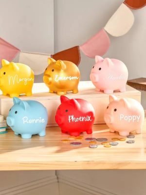 Custom Name Piggy Bank | Personalized Kids Piggy Bank | 6 Colors Small Bank | Kids Birthday Gift | Kids Room Decor