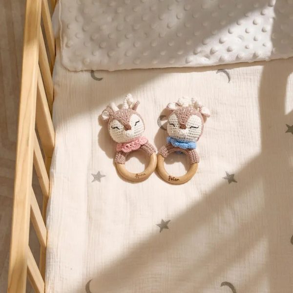 Personalized Baby Rattle – Handmade Newborn Toy, Custom Name Teether Rattle, Baby Shower Gift for Boys & Girls