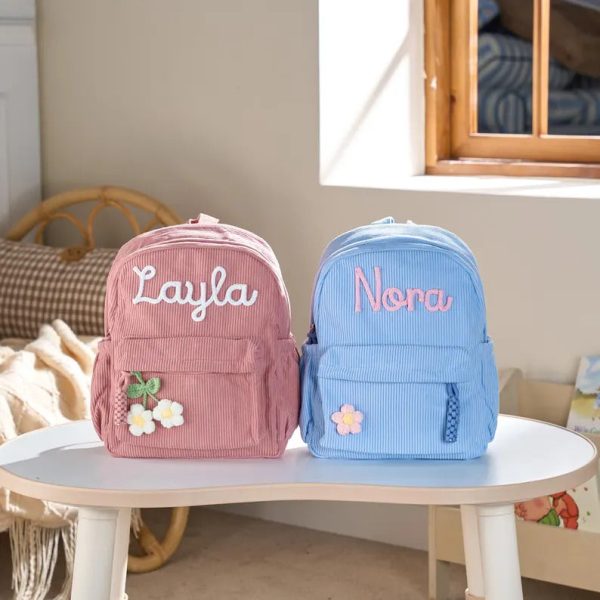 Personalized Mini Kids Backpack – Custom Name Small Toddler Bag, Corduroy Preschool Backpack, Baby Gift for Boys & Girls