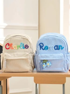 Personalized Mini Kids Backpack – Custom Name Small Toddler Bag, Corduroy Preschool Backpack, Baby Gift for Boys & Girls