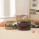 Personalized Pet Toy Basket – Custom Woven Storage Basket with Name, Dog or Cat Toy Organizer, Pet Gift Basket