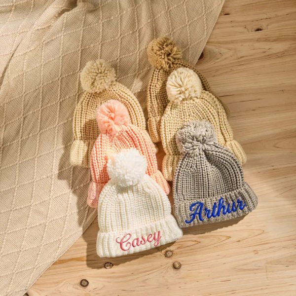 Custom Kids Beanie – Personalized Embroidered Name Hat, Baby Winter Knit Hat, Toddler Monogram Beanie, Handmade Children’s Gift